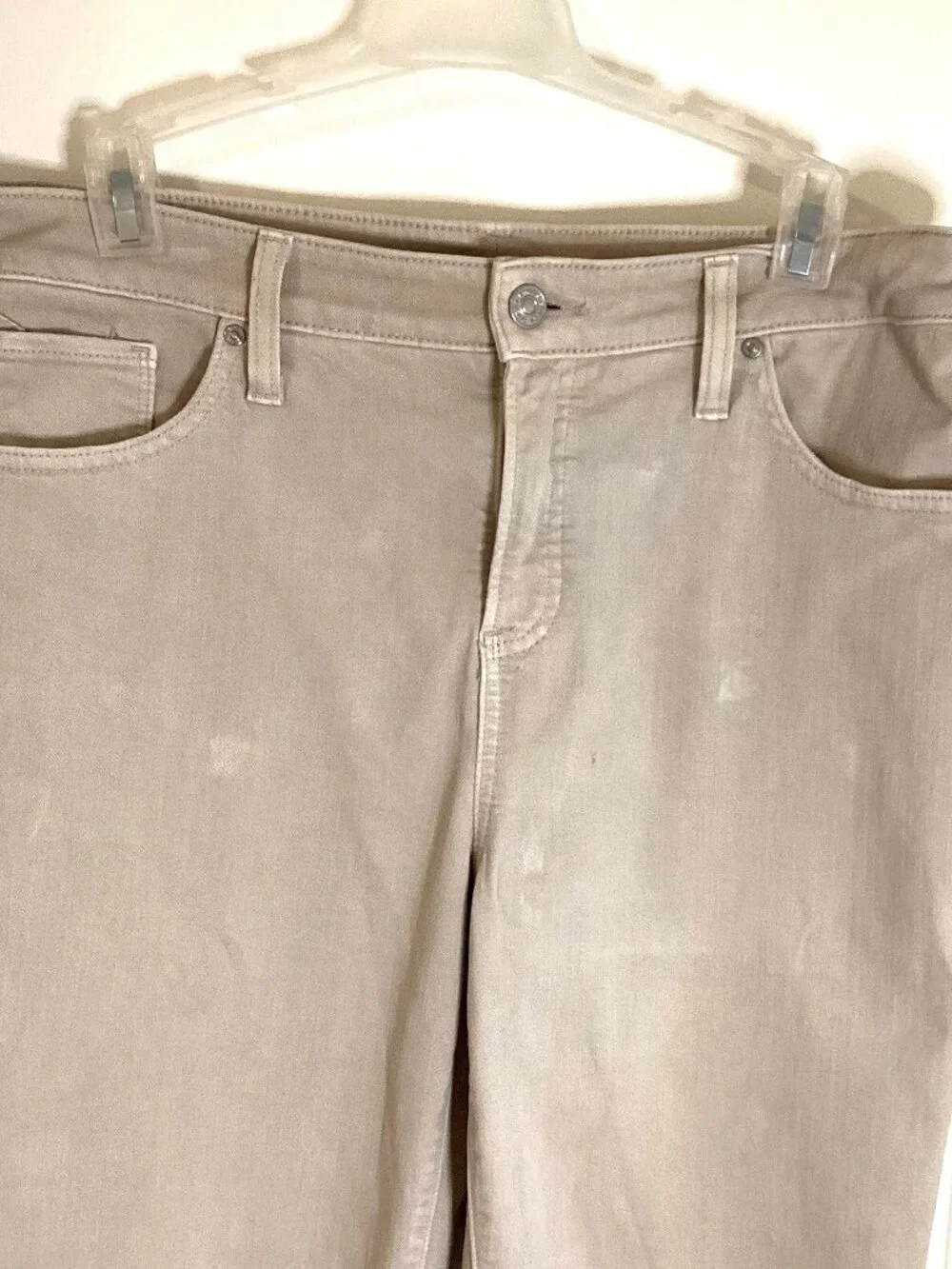 Women's Khaki Chico’s Girlfriend Cropped Khaki Jeans Frayed Ram Hem Girlfriend - Picture 2 of 10